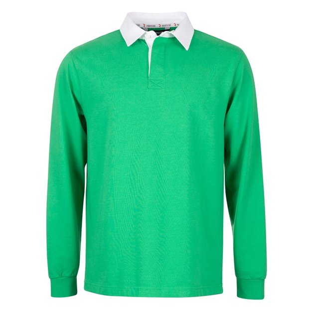 Rugby 1823 Mens Rugby Shirt Long Sleeve Bright Green - Front View