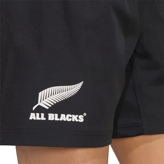 All Blacks Mens Home Rugby Shorts 26/27 All Black - Model Fern Close-up View