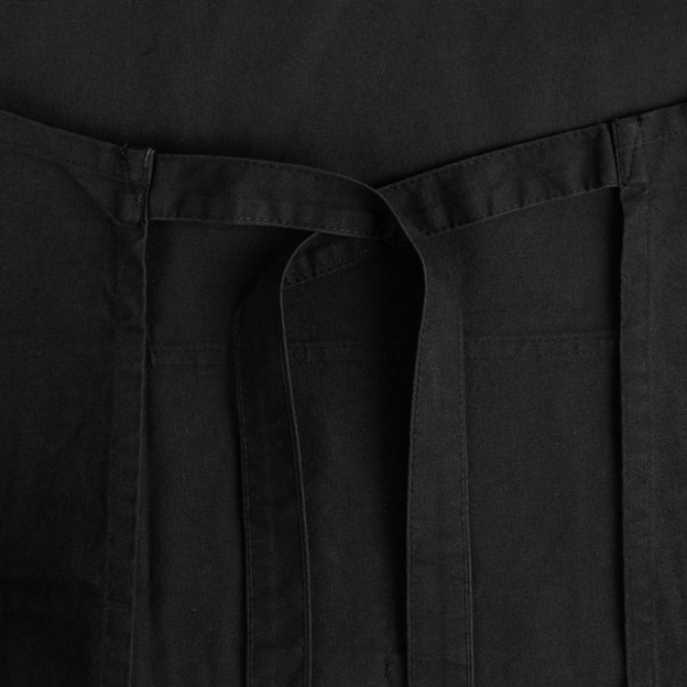 New Zealand Cotton Apron Black - Back Ties Close-up
