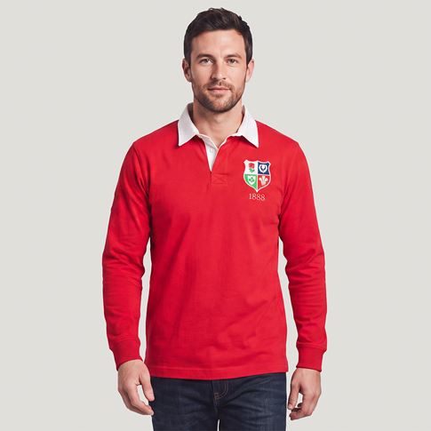 Lions1888 Adults Heritage Rugby Shirt Red - Model Front View