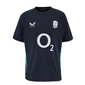 England Kids Performance Short Sleeve Tee 25/26 Inkwell/Storm Blue - Front