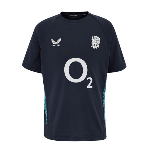 England Kids Performance Short Sleeve Tee 25/26 Inkwell/Storm Blue - Front England Kids Performance Short Sleeve Tee 25/26 Inkwell/Storm Blue - Front