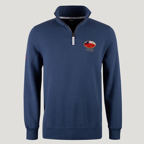 Chile 1935 Pure Cotton Half Zip Sweatshirt – Petrol Blue