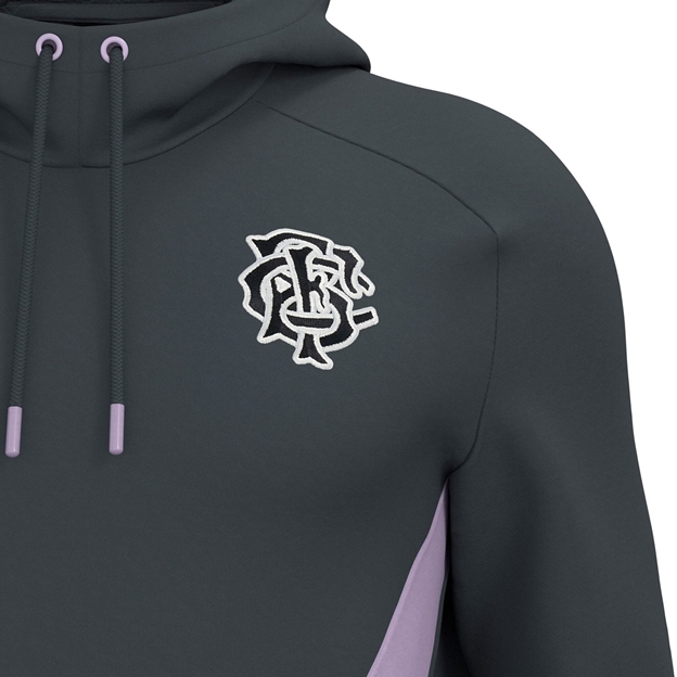 Barbarians Adults Travel Hoodie 25/26 Grey/Lilac - Barbarians Logo Embroidery
