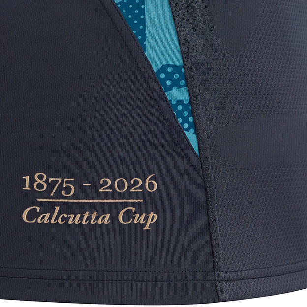 England Mens Limited Edition Calcutta Cup Since 1879 Contact Short Sleeve Training Jersey 25/26 Inkwell/Storm Blue - Hem Embroidery