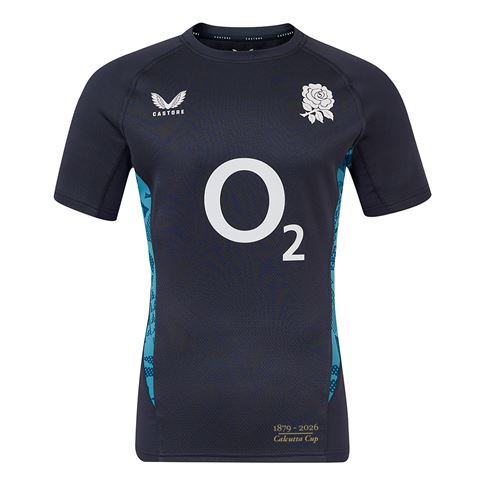 England Mens Limited Edition Calcutta Cup Since 1879 Contact Short Sleeve Training Jersey 25/26 - Inkwell/Storm Blue