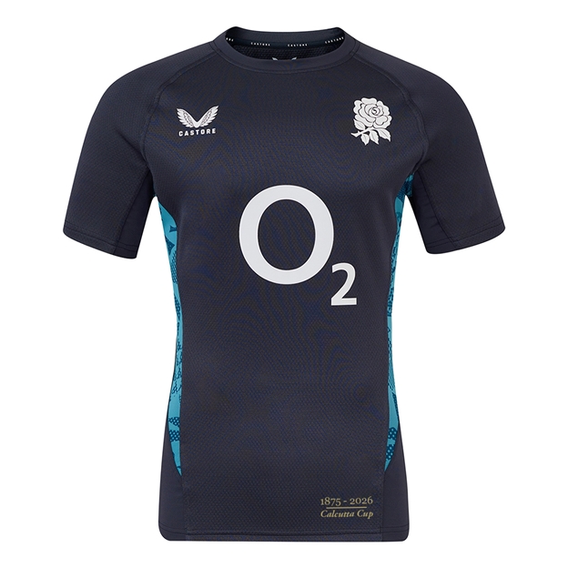 England Mens Limited Edition Calcutta Cup Since 1879 Contact Short Sleeve Training Jersey 25/26 Inkwell/Storm Blue - Front