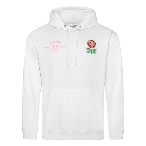 England Mens Classic XV Hoodie White - Front England Mens Classic XV Hoodie White - Front