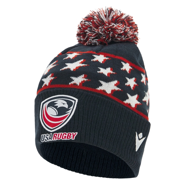 USA Adults Pom Pom Beanie 2026 Navy - Front