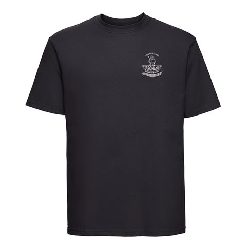 St Ronans Silver Band Adults T-Shirt Black - Front View