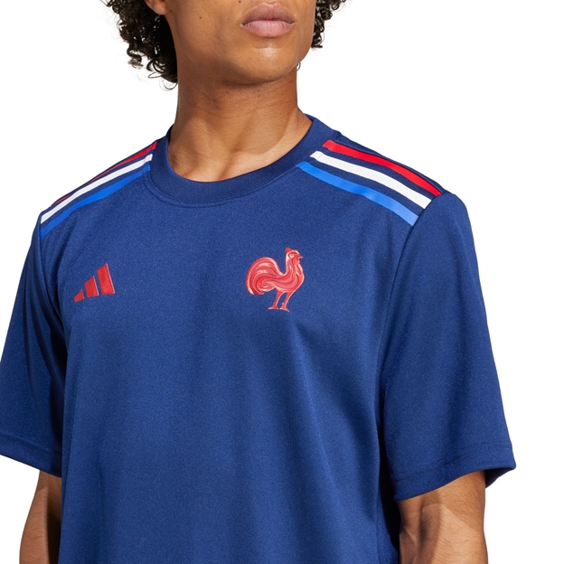 France Mens Home Supporters T-Shirt Dark Blue - Model Close-up
