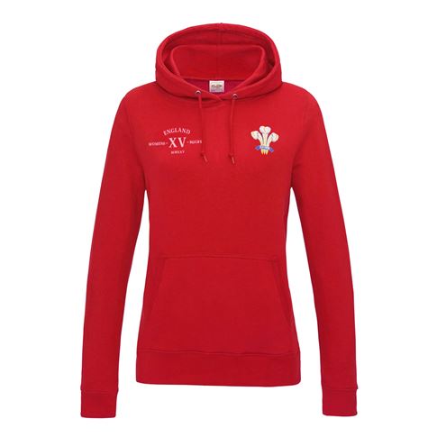 Wales Womens Classic XV Hoodie Red - Front Wales Womens Classic XV Hoodie Red - Front