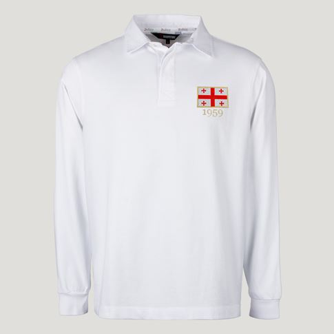 Georgia 1959 Heritage Pure Cotton Rugby Shirt – Long Sleeve – White