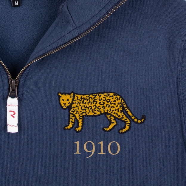Argentina 1910 Pure Cotton Half Zip Sweatshirt - Petrol Blue