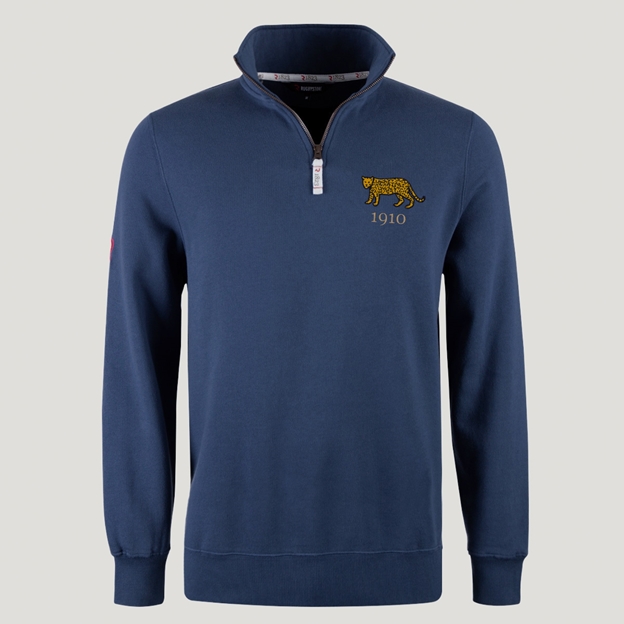 Argentina 1910 Pure Cotton Half Zip Sweatshirt - Petrol Blue