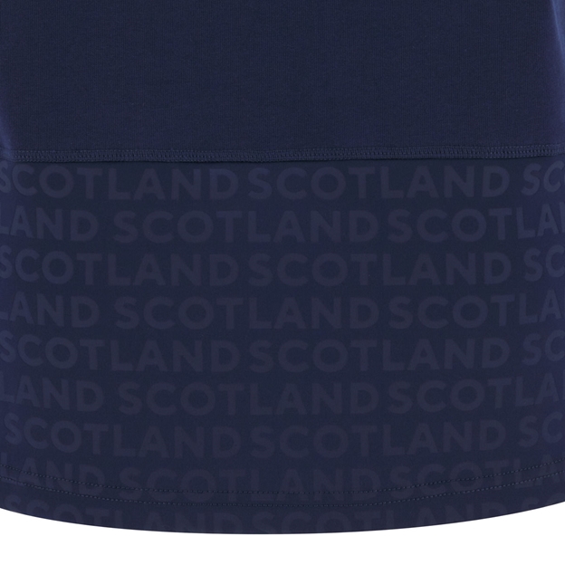 Scotland Mens Home Cotton Rugby Shirt 25/26 Short Sleeve Navy - Scotland relief print detail on back