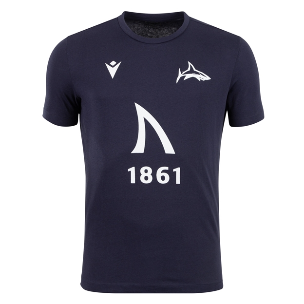 Sale Sharks Adults Travel Cotton T-Shirt 25/26 Navy - Front