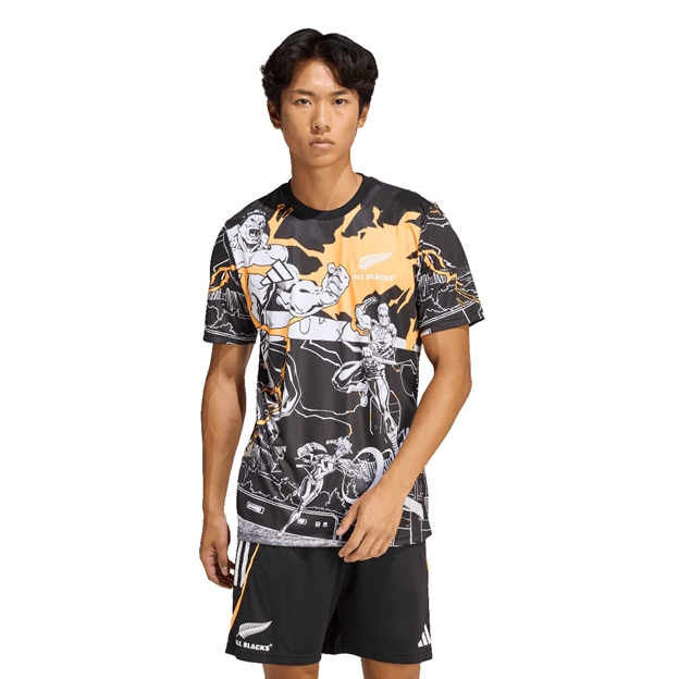 All Blacks Marvel Mens Home Rugby Shirt 25/26 Black - Model Front View