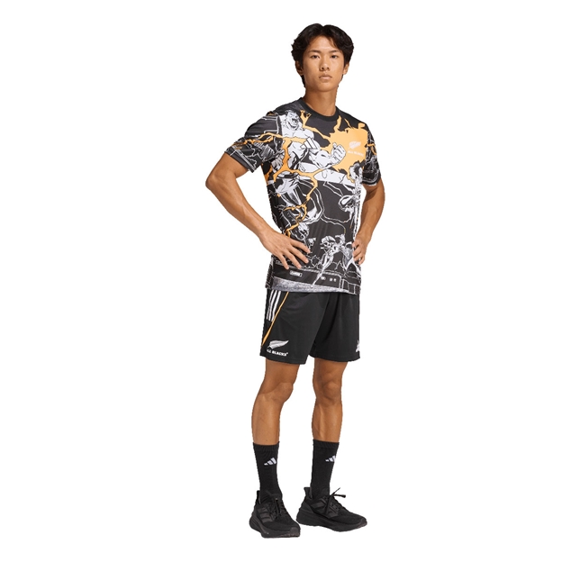 All Blacks Marvel Mens Home Rugby Shirt 25/26 Black - Model Walking