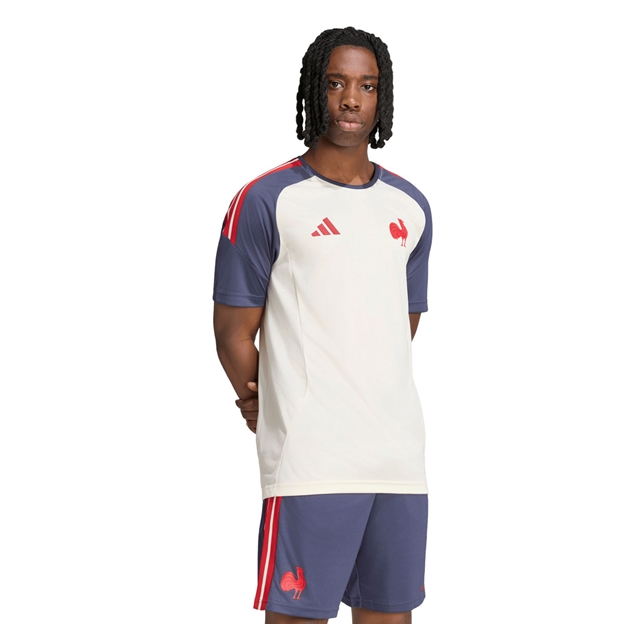 France Mens Performance T-Shirt 26/27 Cream White - Model Front View