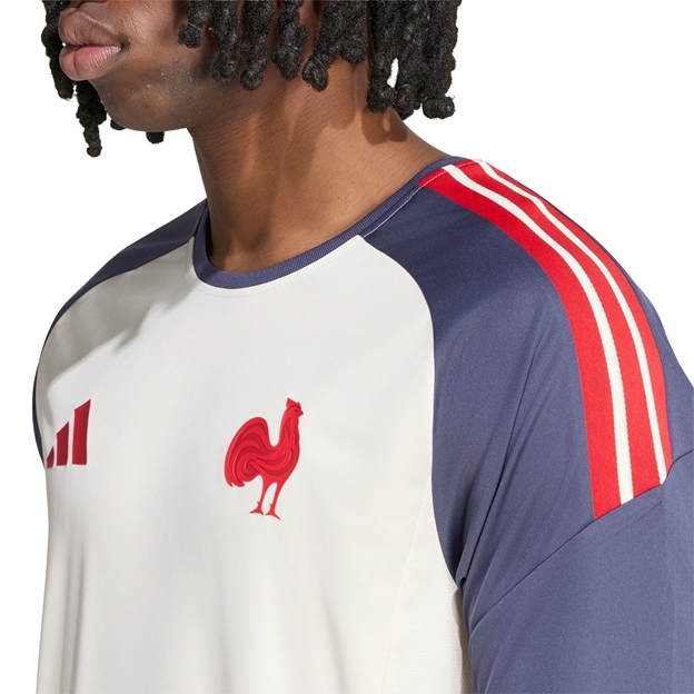 France Mens Performance T-Shirt 26/27 Cream White - Model Close-up View