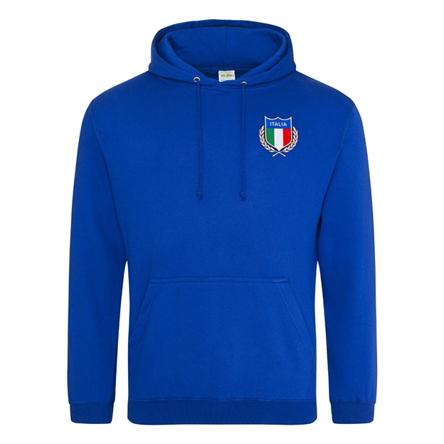 Italy Mens Classic Hoodie Royal - Front View