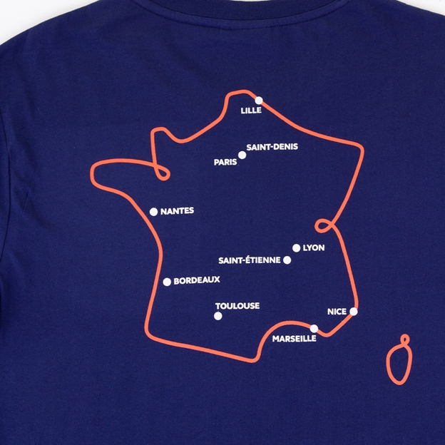 Mens Rugby World Cup 2023 Map T-Shirt Navy Long Sleeve - Map Close-up