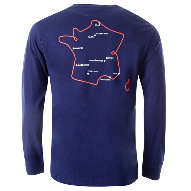 Mens Rugby World Cup 2023 Map T-Shirt Navy Long Sleeve - Back View