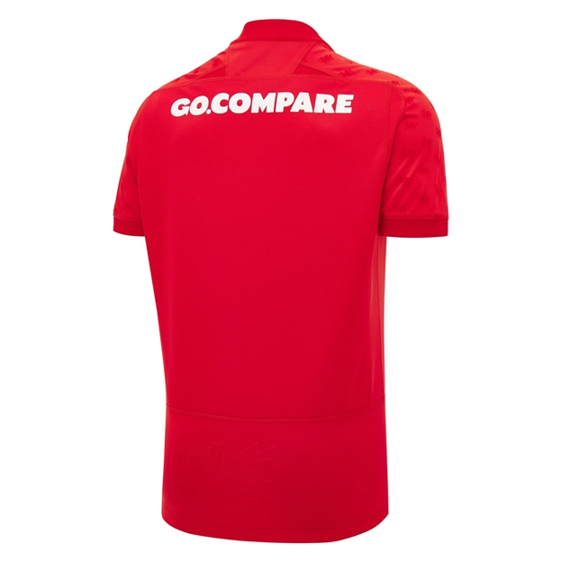 Wales Mens Home Rugby Shirt 26/27 Red - Back View
