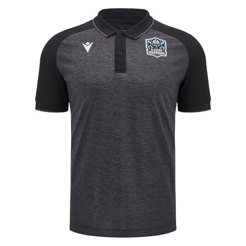 Glasgow Warriors Mens Travel Polo Shirt 25/26 Black - Front Glasgow Warriors Mens Travel Polo Shirt 25/26 Black - Front