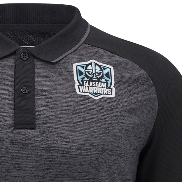 Glasgow Warriors Mens Travel Polo Shirt 25/26 Black - Warrior
