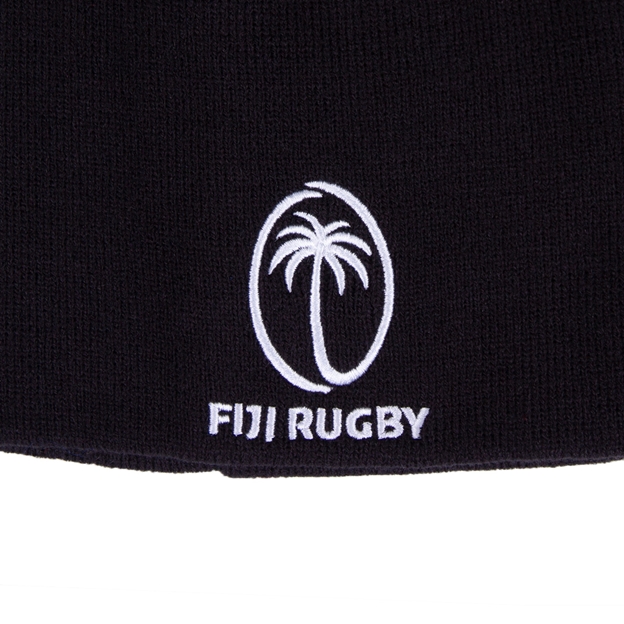 Fiji Beanie 25/26 Black - Embroidered Logo Close-up