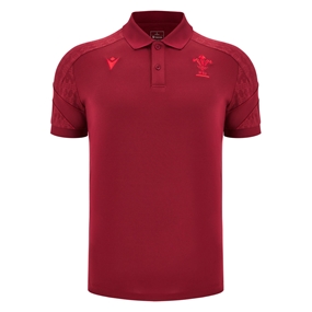 Wales Mens Travel Polo Shirt 25/26 Dark Red - Front