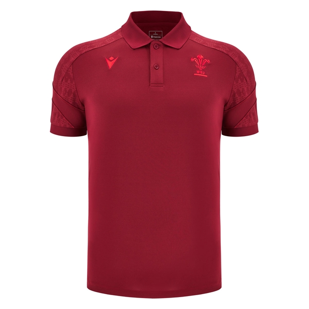Wales Mens Travel Polo Shirt 25/26 Dark Red - Front