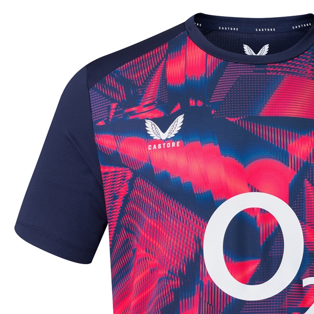 England Mens Pre Match T-Shirt 26/27 Blue Opal - Back Close-up
