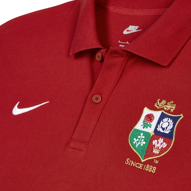 British & Irish Lions Mens Travel Polo 2027 Pepper Red - Close-up