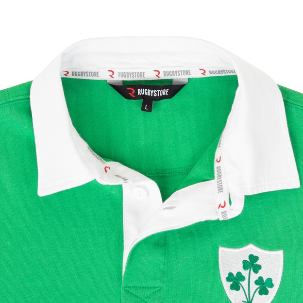 Ireland Mens 1875 200 Years of Rugby Shirt Emerald - Collar Close-up