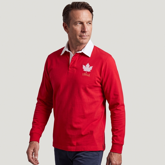 Canada 1864 Heritage Pure Cotton Rugby Shirt - Long Sleeve Red
