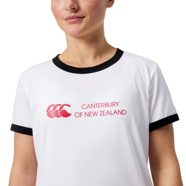 Canterbury Womens Legends Ringer T-Shirt Bright White - Model Close-up