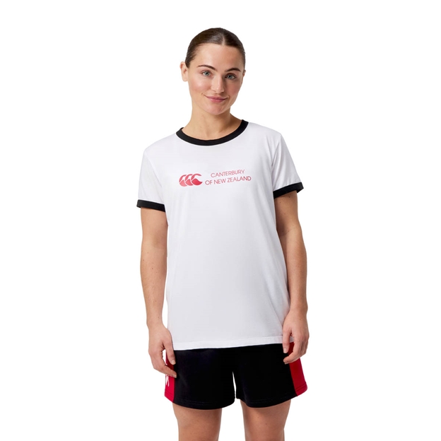 Canterbury Womens Legends Ringer T-Shirt Bright White - Model Front
