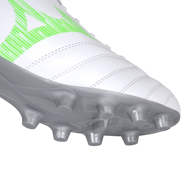 Mizuno Adults Monarcida Neo III Select Firm Ground Rugby Boots White:Neon Green - Forefoot