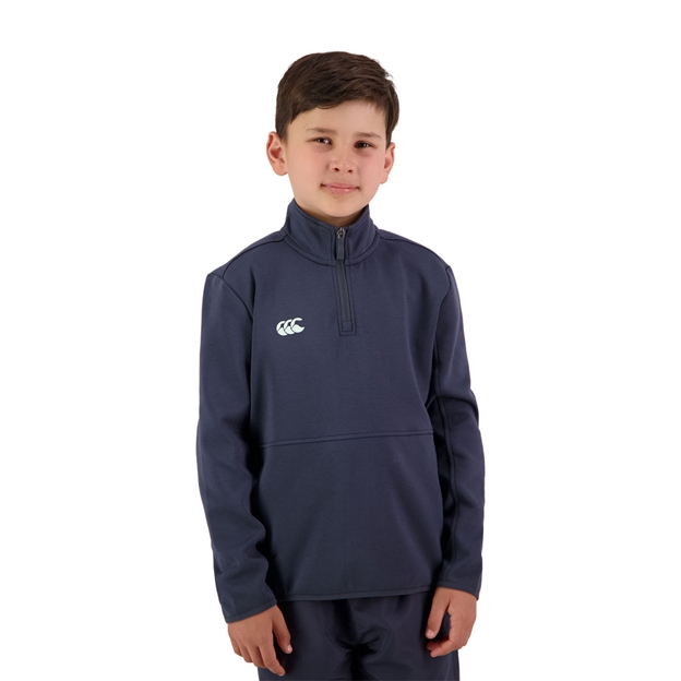 Canterbury KidsTempo Quarter Zip Sweater Navy - Model Front