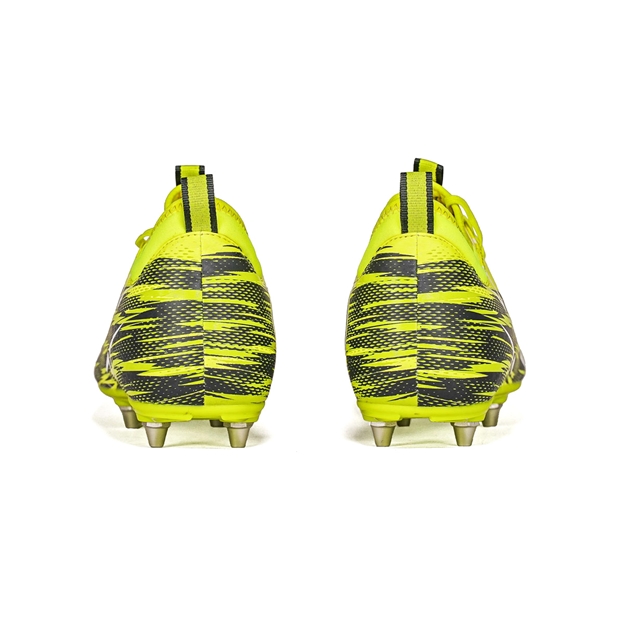 Oxen Adults Meta X 6S Soft Ground Rugby Boots Yellow Flare - Heel View