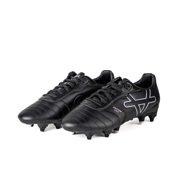 Oxen Adults Raptor Pro Mix Stud Rugby Boots-Black/Silver - Front