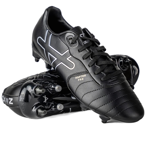 Oxen Adults Raptor Pro Mix Stud Rugby Boots-Black/Silver - Side