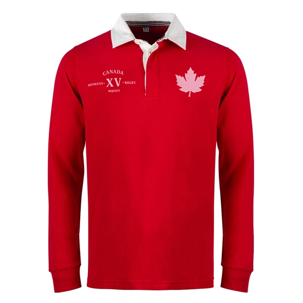 Womens World Cup Canada Adults Classic Heavyweight Rugby Shirt Red - Front