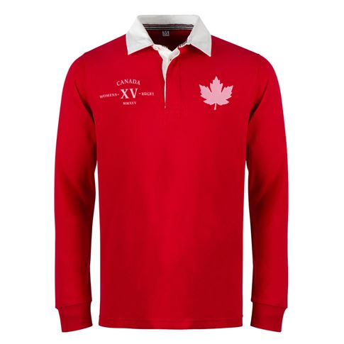 Womens World Cup Canada Adults Classic Heavyweight Rugby Shirt Red - Front Womens World Cup Canada Adults Classic Heavyweight Rugby Shirt Red - Front