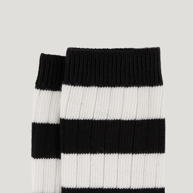 Heritage Pure Cotton Striped Socks - Black/Cream