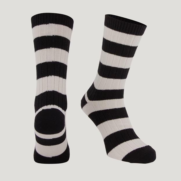 Rugby 1823 Striped Socks Black/Cream - Front View