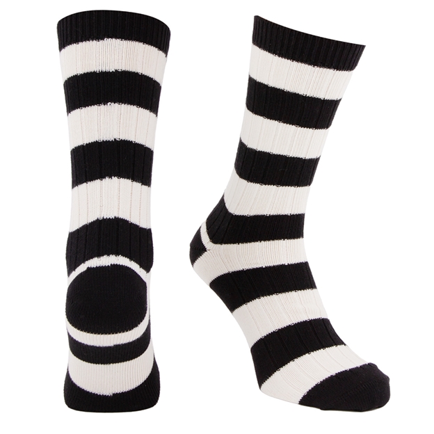 Rugby 1823 Striped Socks Black/Cream - Front View